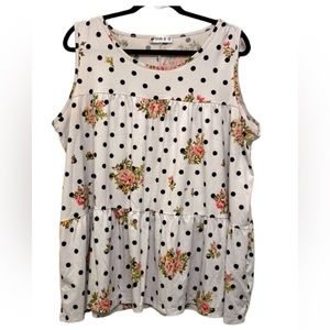 White Floral Sleeveless Top